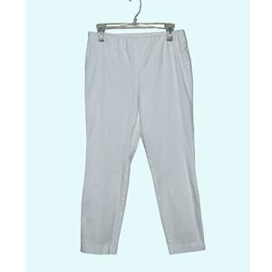 Ecru white pull on flat front ankle pants size Small